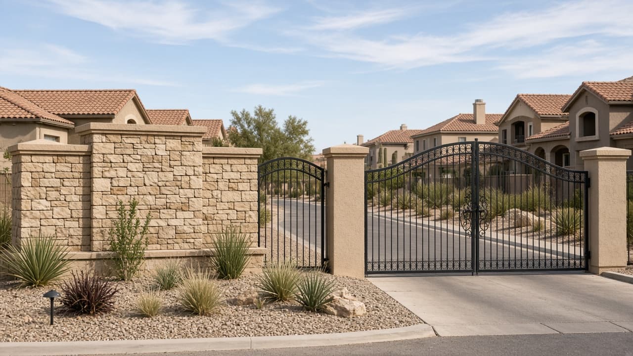 Controlled-access gate at an Aliante village in North Las Vegas 89084