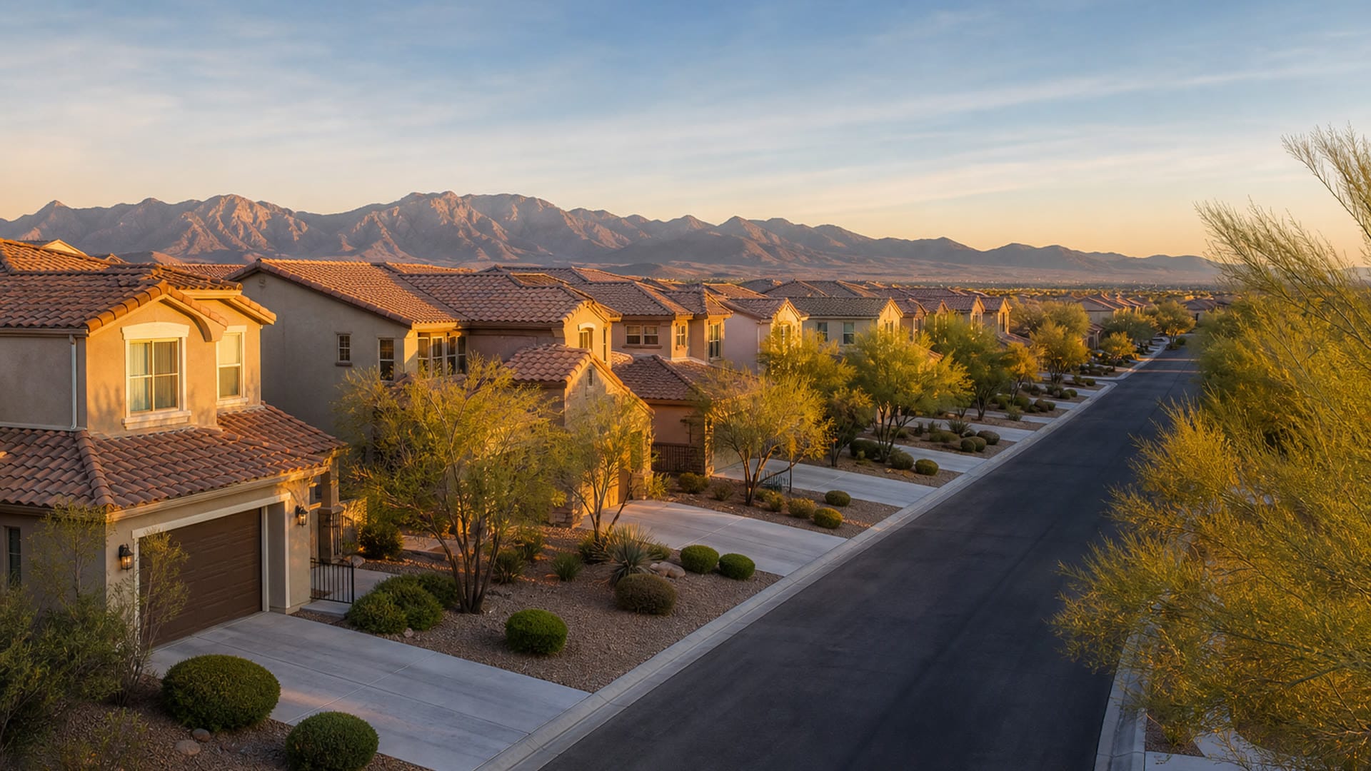 Aliante North Las Vegas homes for sale along a desert residential street